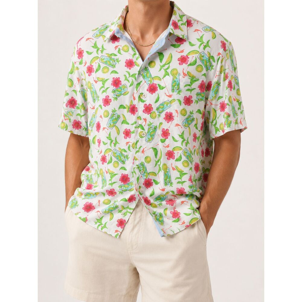 NWT Tommy Bahama IslandZone Mojito Bay Hawaiian Camp Shirt XXL Floral Lime Print